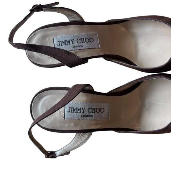 Jimmy Choo Brown Slingback Heels Vintage 1990's Pointed Toe - Picture 3 of 9